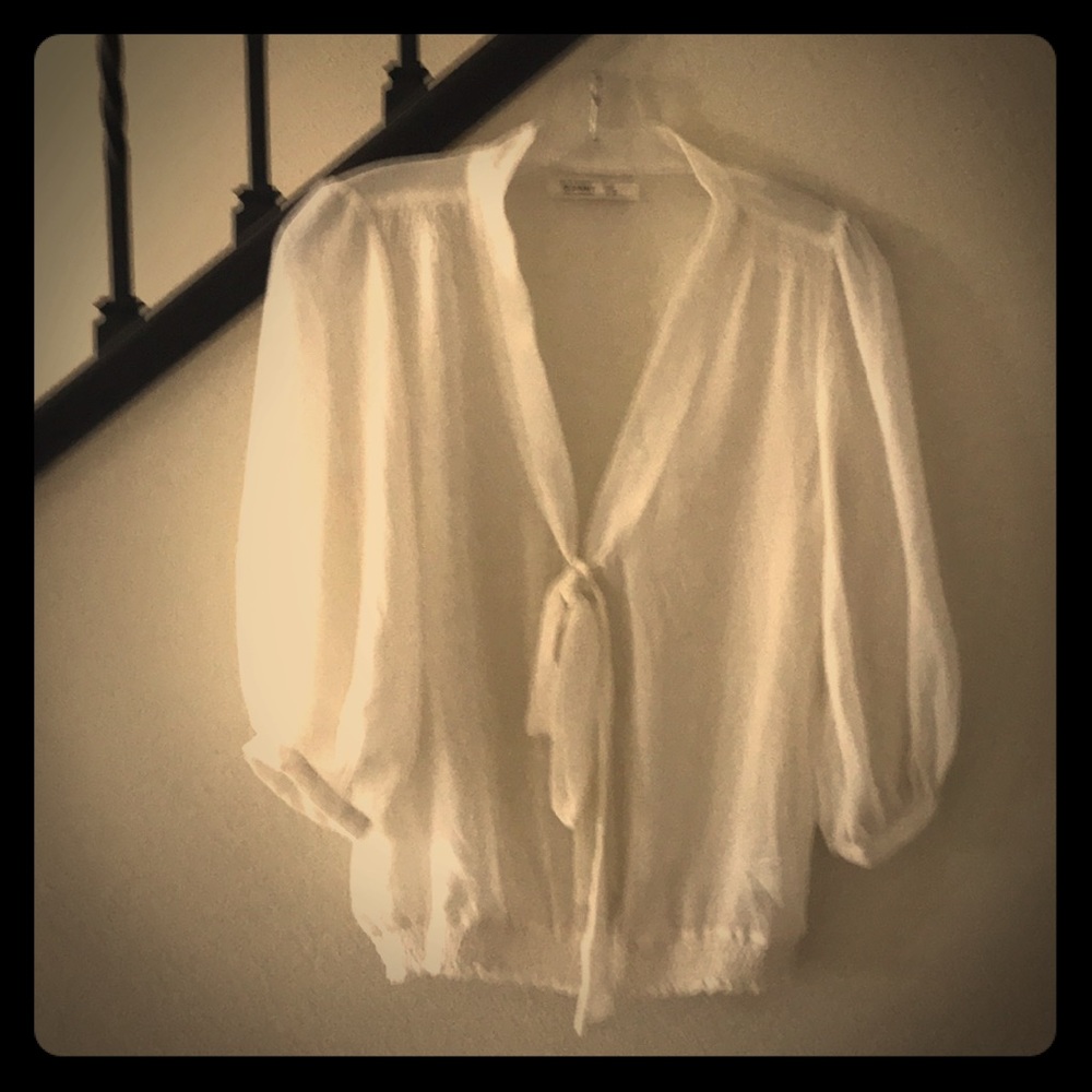 Really cute sheer blouse with a tie